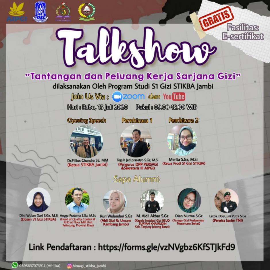 Talkshow: Tantangan dan peluang kerja Sarjana Gizi