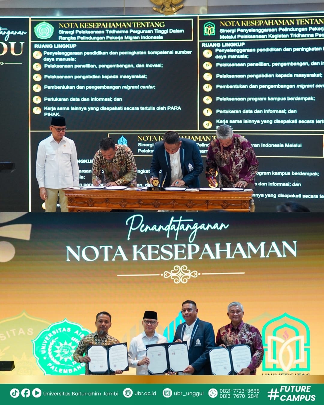 REKTOR UBR & KEMENTERIAN PERLINDUNGAN PEKERJA MINGRAN INDONESIA